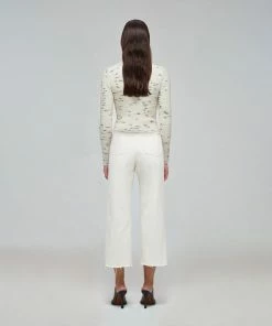 Self-portrait Ivory Contrast Yarn Button Down Cardigan