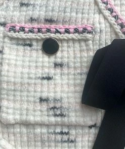 Self-portrait Ivory Contrast Yarn Button Down Cardigan