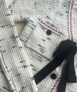 Self-portrait Ivory Contrast Yarn Button Down Cardigan