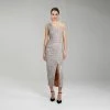 Self-portrait Sequin Gathered Asymmetric Midi Dress READY TO WEAR