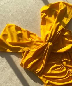 Self-portrait Canary Yellow Jersey Off-Shoulder Mini Dress