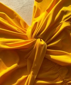 Self-portrait Canary Yellow Jersey Off-Shoulder Mini Dress