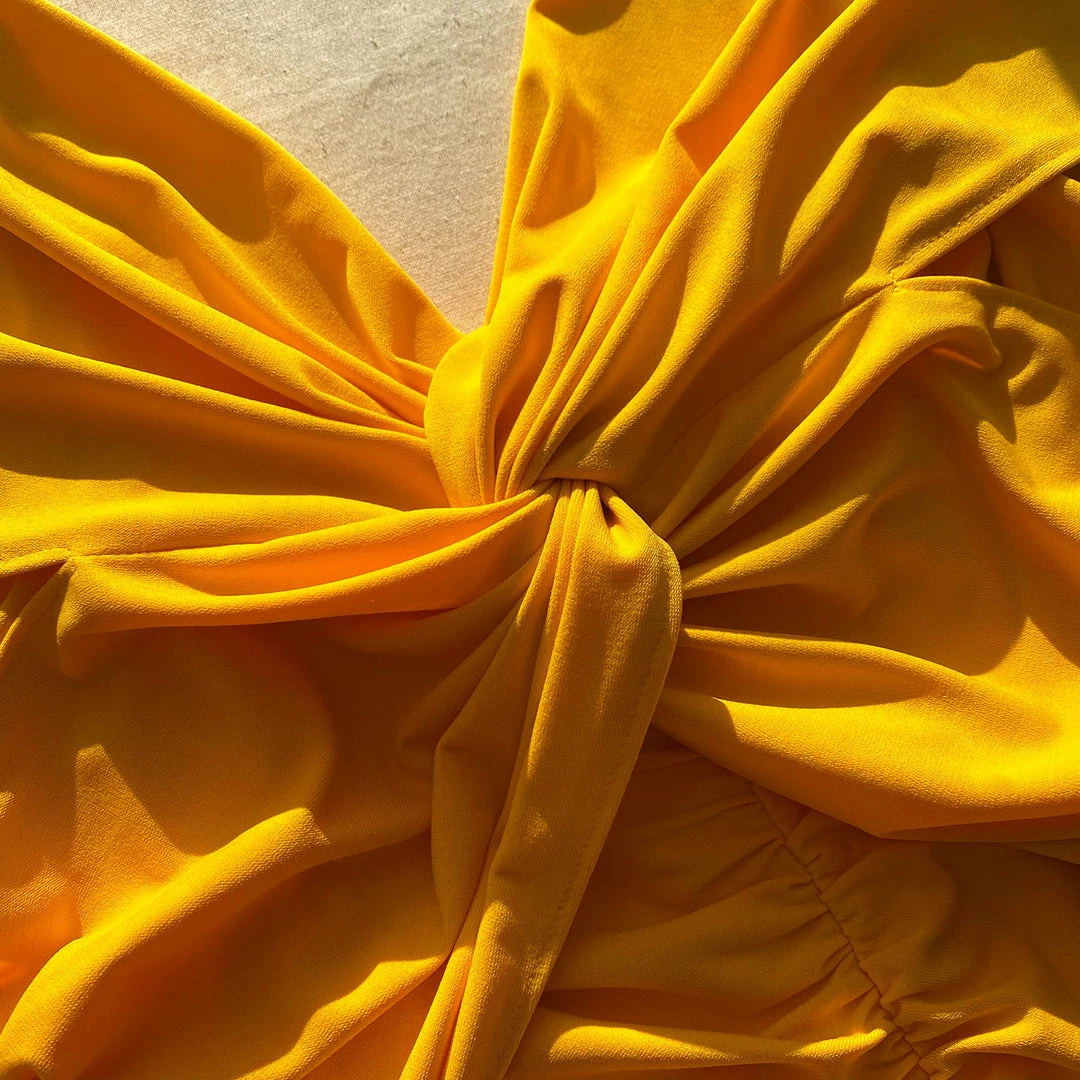 Self-portrait Canary Yellow Jersey Off-Shoulder Mini Dress