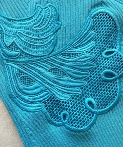 Self-portrait Tropical Blue Inserted Lace Knit Dress