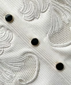 Self-portrait READY TO WEAR White Inserted Lace Ribbed Knit Mini Dress