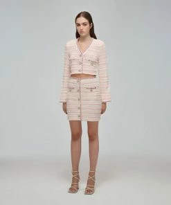 Self-portrait Pastel Multi Stripe Knit Skirt READY TO WEAR
