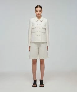 Self-portrait Metallic Boucle Shorts