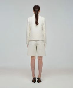 Self-portrait Metallic Boucle Shorts