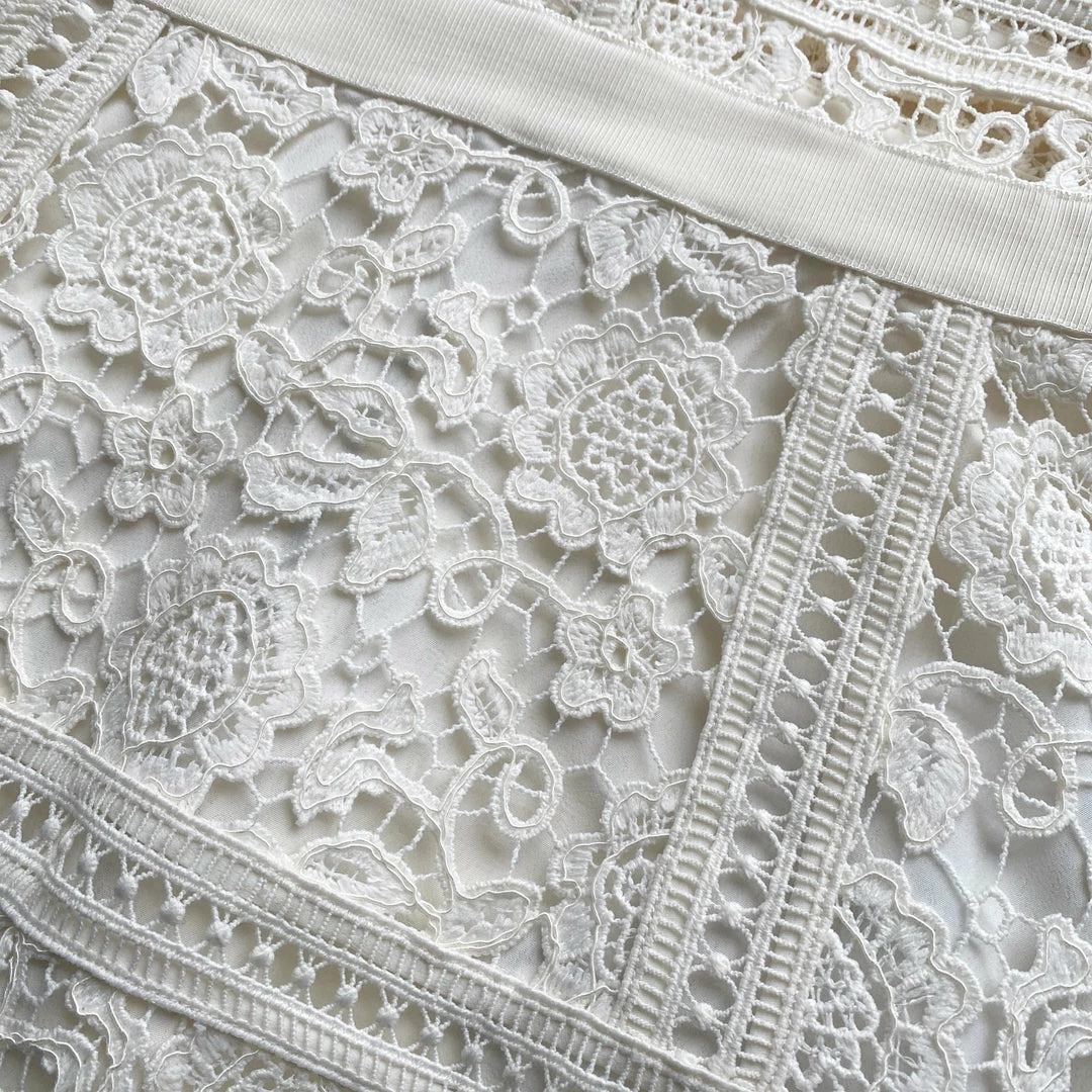 Self-portrait READY TO WEAR Ivory Floral Guipure Midi Dress