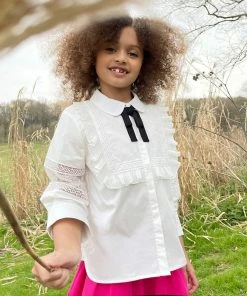 Self-portrait White Cotton Poplin Ruffle Shirt